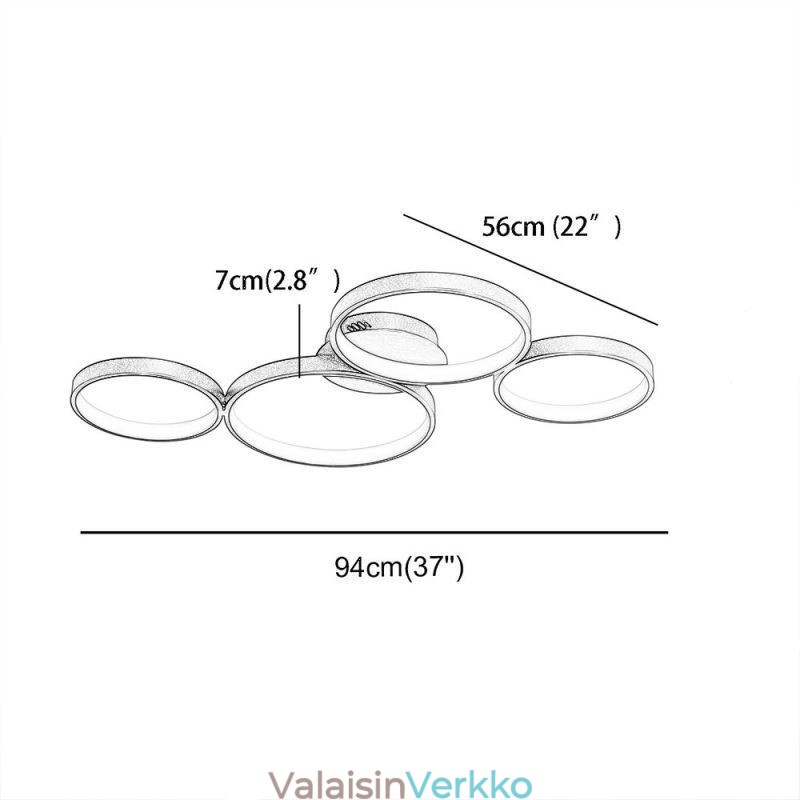 Kattolamppu 7200LM 4 rengas valaisin