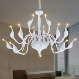 18 Lights Stainless Post Modern Swan Kattokruunu Valo G4 Valkoinen viimeistelty
