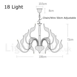 18 Lights Stainless Post Modern Swan Kattokruunu Valo G4 Valkoinen viimeistelty
