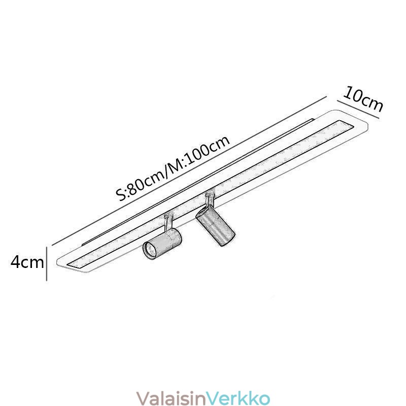Lineaarinen uppoasennettava akryylikattovalaisin