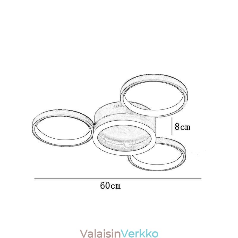 4 rengas uppoasennettava kattovalo
