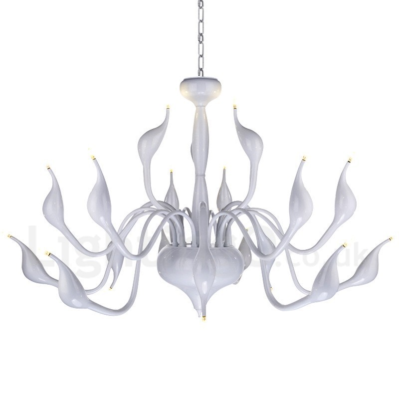 18 Lights Stainless Post Modern Swan Kattokruunu Valo G4 Valkoinen viimeistelty