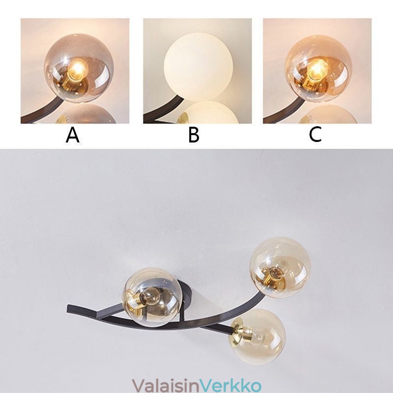 Moderni minimalistinen Branch uppoasennettu lasipallokattovalaisin