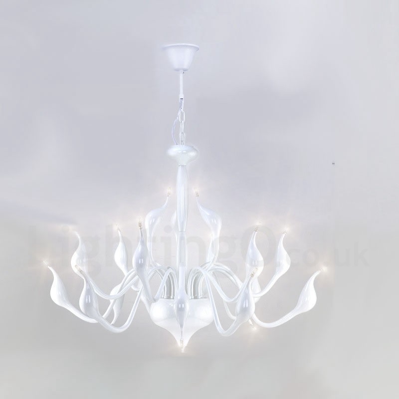 18 Lights Stainless Post Modern Swan Kattokruunu Valo G4 Valkoinen viimeistelty