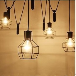 Ruokailu Istuva kattokruunu Amerikkalaiset maalaislamput ja lyhdyt Lift Tiny Cages Droplight