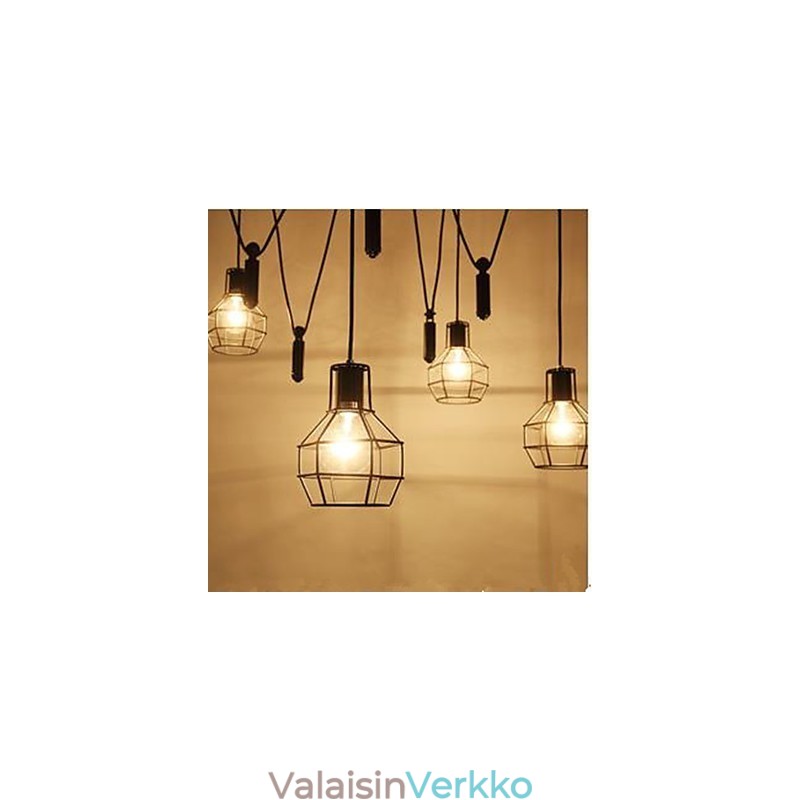 Ruokailu Istuva kattokruunu Amerikkalaiset maalaislamput ja lyhdyt Lift Tiny Cages Droplight