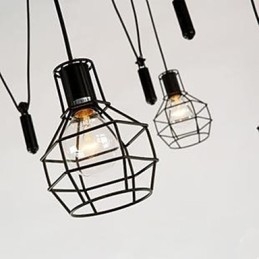 Ruokailu Istuva kattokruunu Amerikkalaiset maalaislamput ja lyhdyt Lift Tiny Cages Droplight