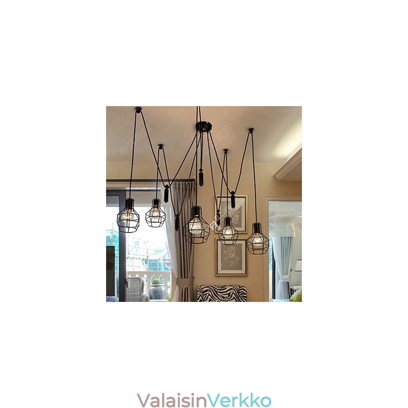 Ruokailu Istuva kattokruunu Amerikkalaiset maalaislamput ja lyhdyt Lift Tiny Cages Droplight