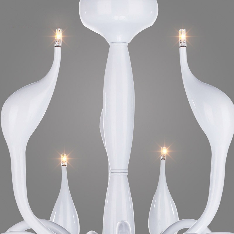 18 Lights Stainless Post Modern Swan Kattokruunu Valo G4 Valkoinen viimeistelty