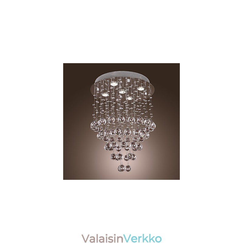Kristallikruunu, jossa 5 valosokkia designia (K9 Crystal)