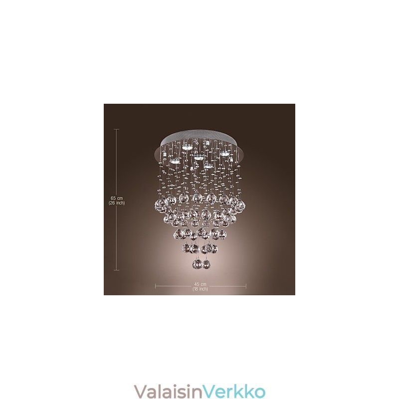 Kristallikruunu, jossa 5 valosokkia designia (K9 Crystal)