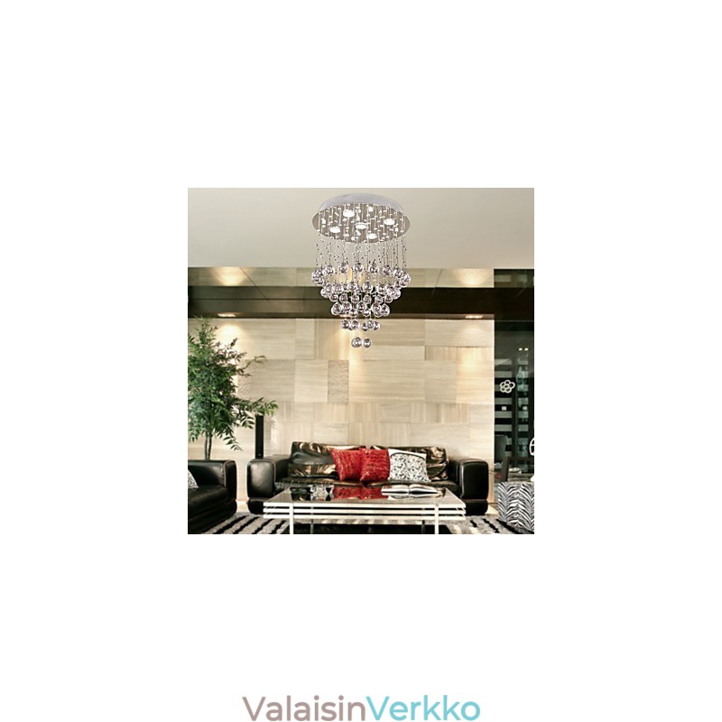 Kristallikruunu, jossa 5 valosokkia designia (K9 Crystal)