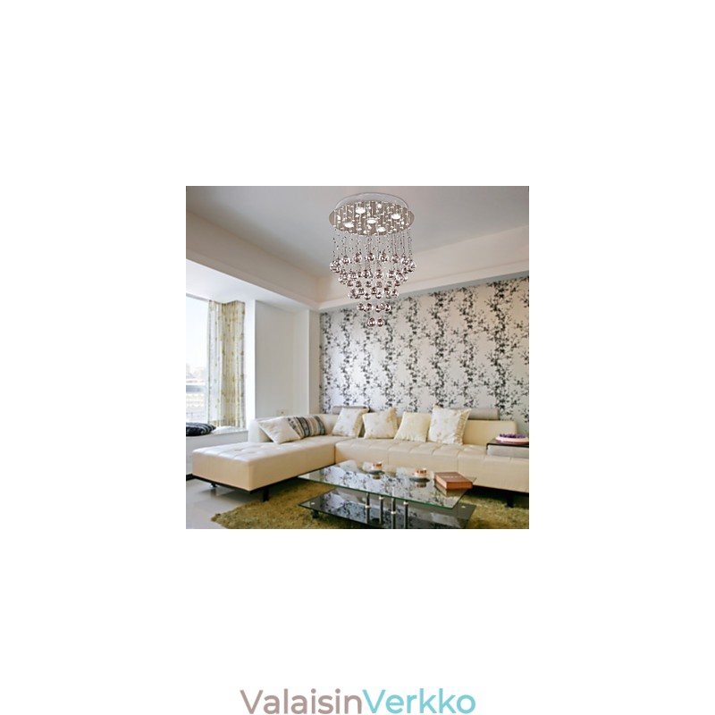 Kristallikruunu, jossa 5 valosokkia designia (K9 Crystal)