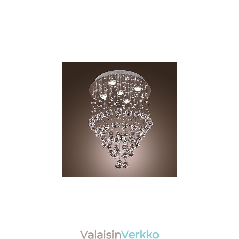 Kristallikruunu, jossa 5 valosokkia designia (K9 Crystal)