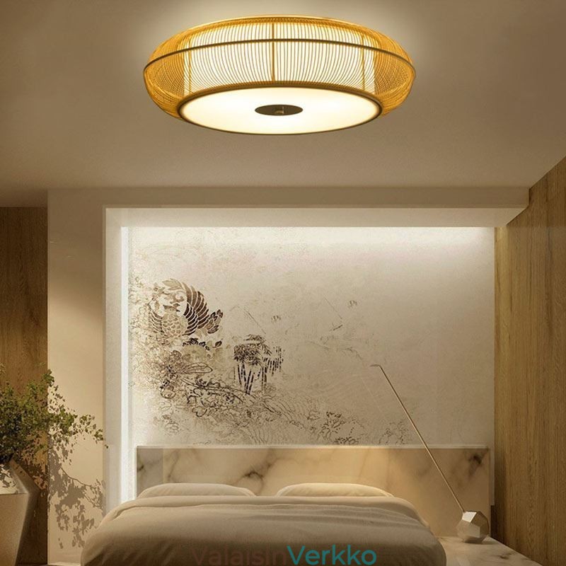 Kiinalainen erityinen Bamboo Flush Mount Luova japanilainen pyöreä kattovalo