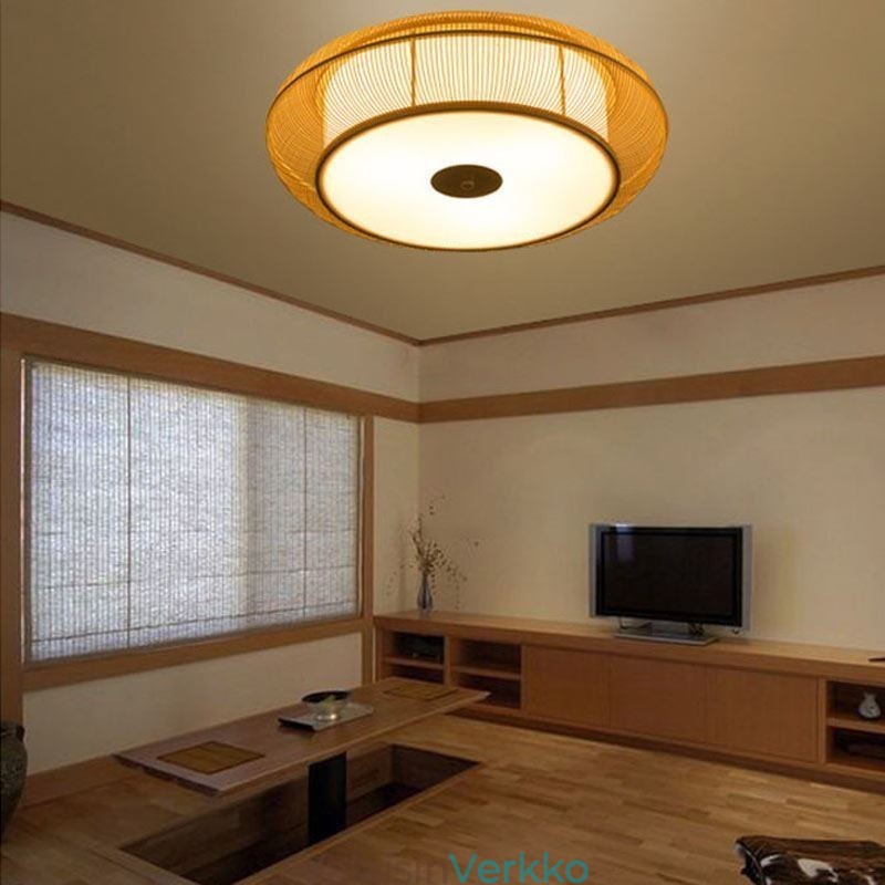 Kiinalainen erityinen Bamboo Flush Mount Luova japanilainen pyöreä kattovalo