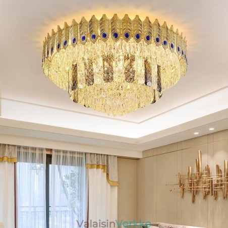 Crystal Flush Mount Pyöreä galvanoitu Phoenix Tail Gold Ylellinen koristeellinen kattovalo Crystal Flush Mount Pyöreä galvanoitu Phoenix Tail Gold Ylellinen koristeellinen kattovalo