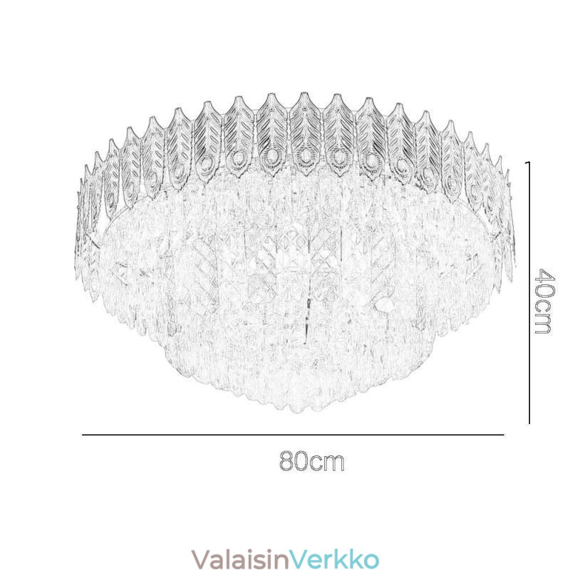 Crystal Flush Mount Pyöreä galvanoitu Phoenix Tail Gold Ylellinen koristeellinen kattovalo