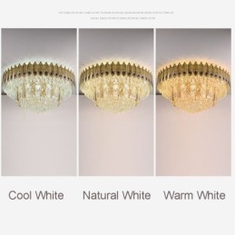 Crystal Flush Mount Pyöreä galvanoitu Phoenix Tail Gold Ylellinen koristeellinen kattovalo