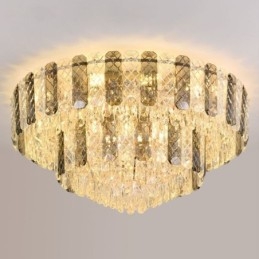 Crystal Flush Mount Double Layer Pyöreä Ylellinen koristeellinen kattovalaisin 80cm