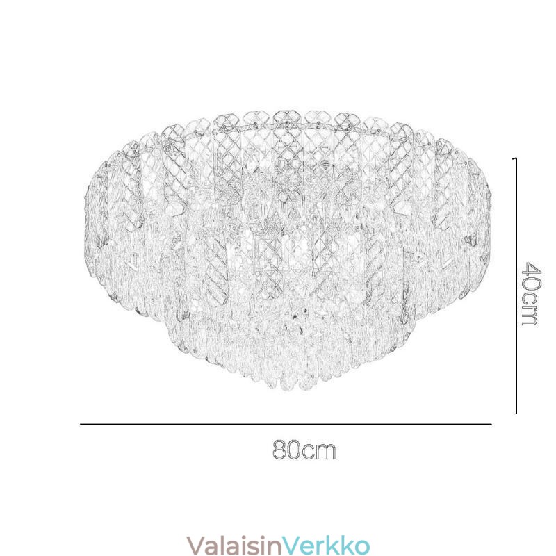 Crystal Flush Mount Double Layer Pyöreä Ylellinen koristeellinen kattovalaisin 80cm