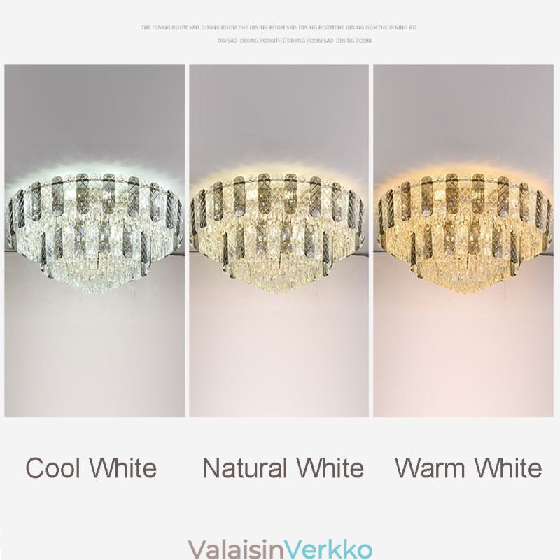 Crystal Flush Mount Double Layer Pyöreä Ylellinen koristeellinen kattovalaisin 80cm