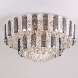 Crystal Flush Mount Double Layer Pyöreä Ylellinen koristeellinen kattovalaisin 80cm