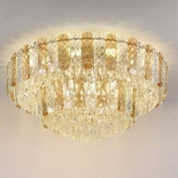 Crystal Flush Mount Double Layer Pyöreä Ylellinen koristeellinen kattovalaisin 80cm