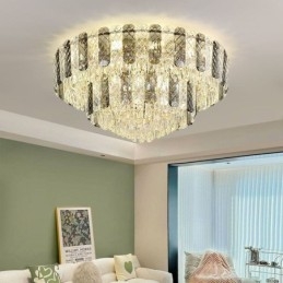 Crystal Flush Mount Double Layer Pyöreä Ylellinen koristeellinen kattovalaisin 80cm