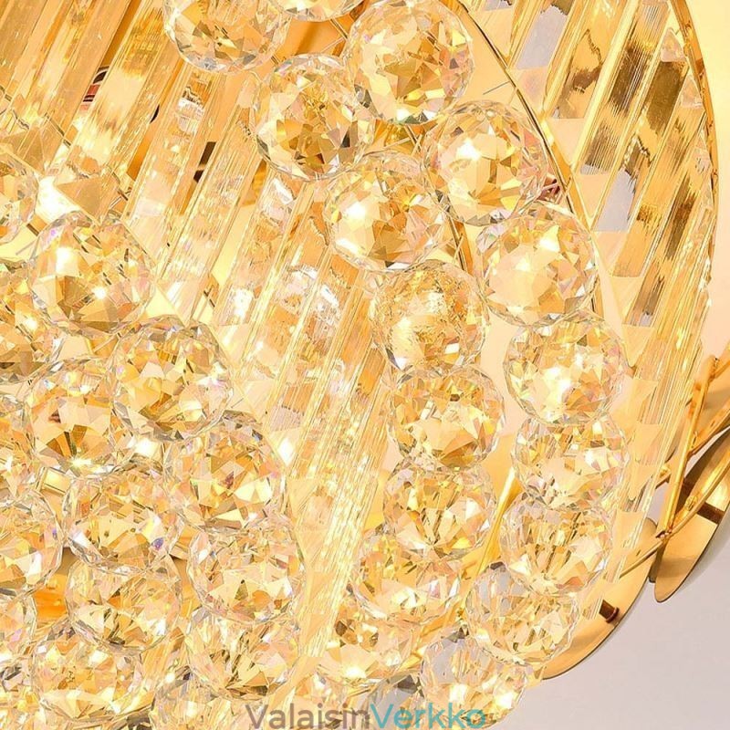 Crystal Flush Mount Pyöreä galvanoitu kultainen Ylellinen koristeellinen kattovalaisin 80 cm