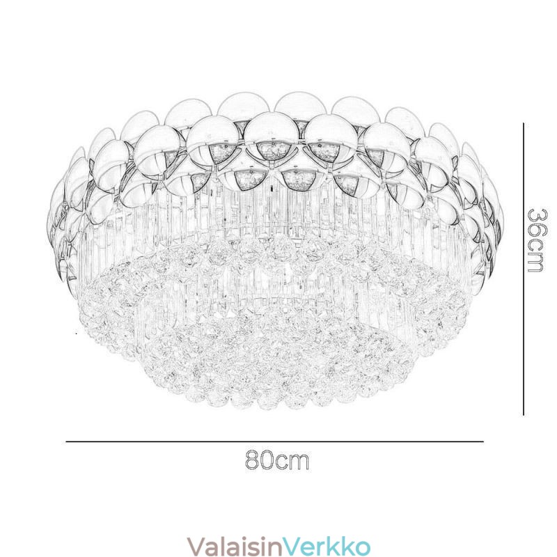 Crystal Flush Mount Pyöreä galvanoitu kultainen Ylellinen koristeellinen kattovalaisin 80 cm