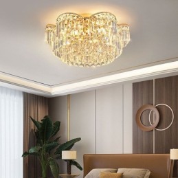 Crystal Flush Mount Ylellinen pyöreä Crystal Decoration kattovalaisin