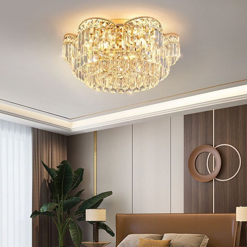Crystal Flush Mount Ylellinen pyöreä Crystal Decoration kattovalaisin
