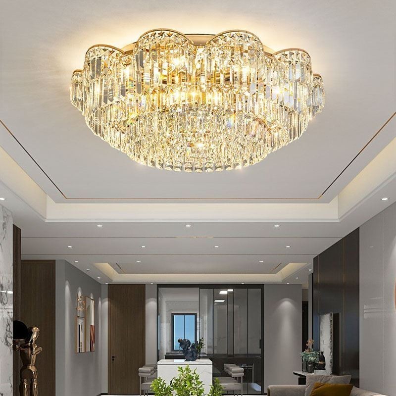 Crystal Flush Mount Ylellinen pyöreä Crystal Decoration kattovalaisin