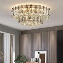 Crystal Flush Mount Savunharmaa Pyöreä Crystal Decoration Kattovalo