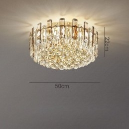 Crystal Flush Mount Savunharmaa Pyöreä Crystal Decoration Kattovalo