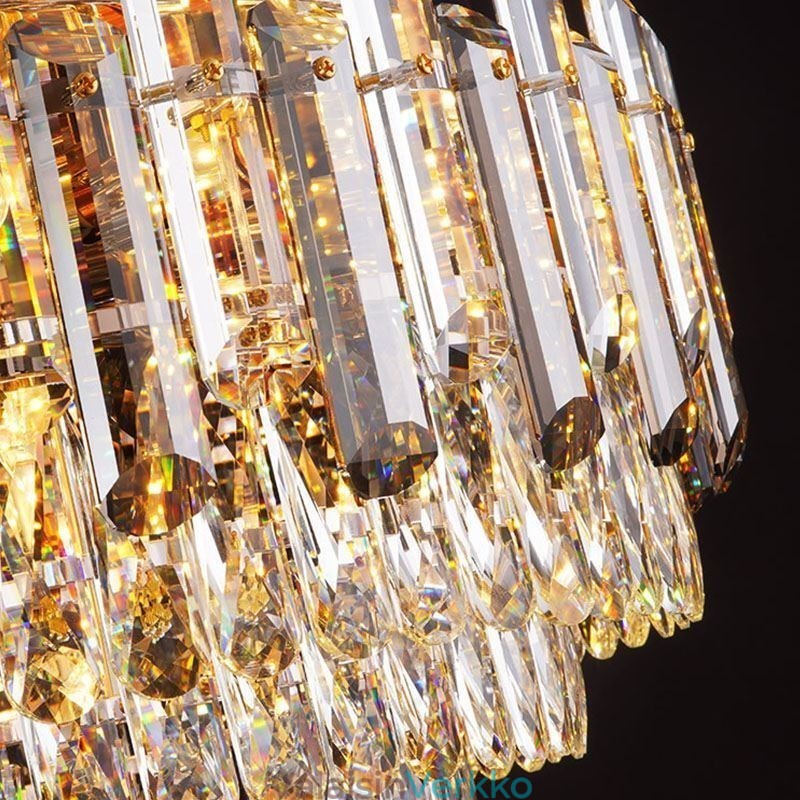 Crystal Flush Mount Savunharmaa Pyöreä Crystal Decoration Kattovalo