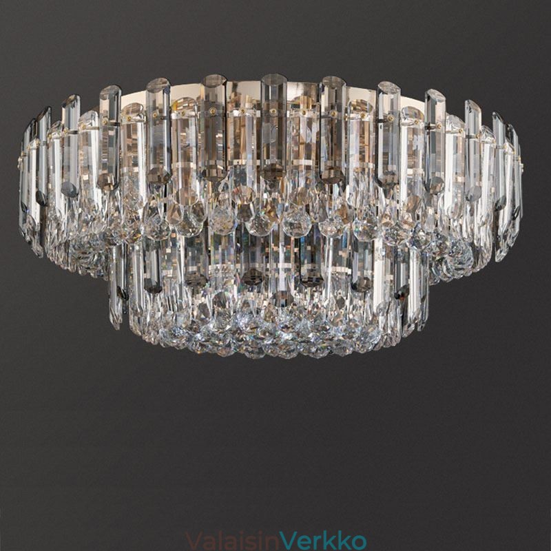Crystal Flush Mount Savunharmaa Pyöreä Crystal Decoration Kattovalo