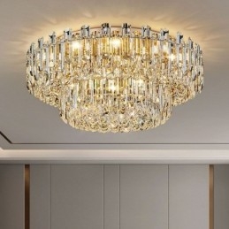 Ylellinen Crystal Flush Mount Pyöreä Crystal Decoration kattovalaisin