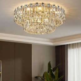 Ylellinen Crystal Flush Mount Pyöreä Crystal Decoration kattovalaisin