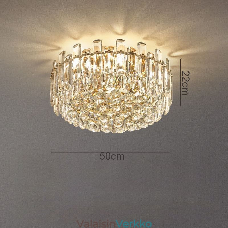 Ylellinen Crystal Flush Mount Pyöreä Crystal Decoration kattovalaisin