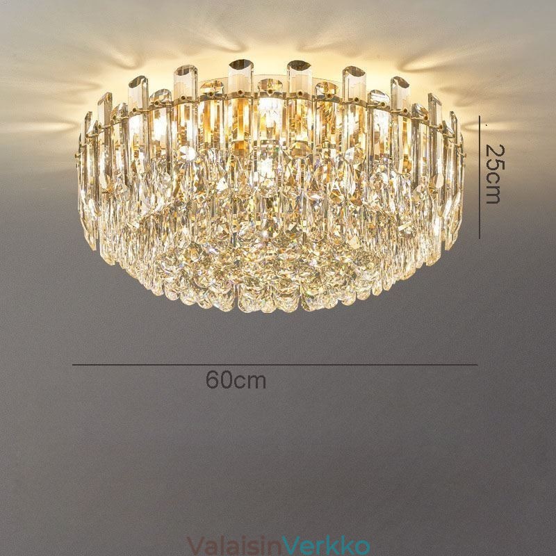 Ylellinen Crystal Flush Mount Pyöreä Crystal Decoration kattovalaisin