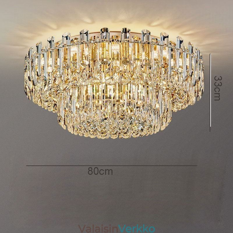 Ylellinen Crystal Flush Mount Pyöreä Crystal Decoration kattovalaisin