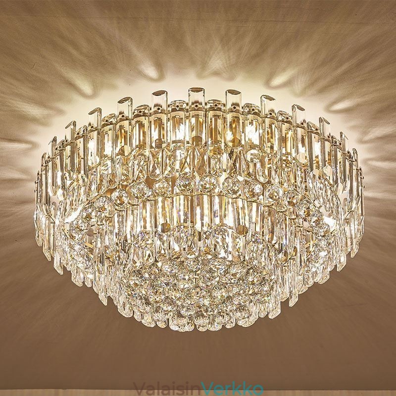 Ylellinen Crystal Flush Mount Pyöreä Crystal Decoration kattovalaisin