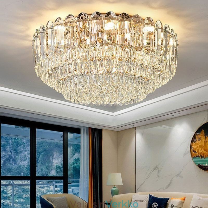 Crystal Flush Mount Pyöreät Crystal Decoration Kattovalaisimet
