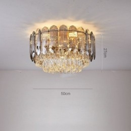 Crystal Flush Mount Savunharmaa Pyöreä Crystal Decoration Kattovalaisin