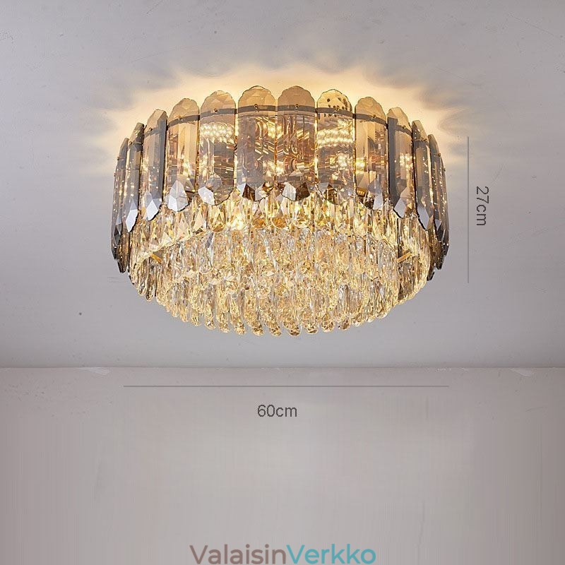 Crystal Flush Mount Savunharmaa Pyöreä Crystal Decoration Kattovalaisin