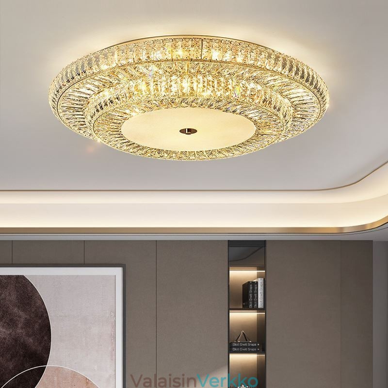 Crystal Flush Mount Pyöreä Crystal Decoration kattovalaisin