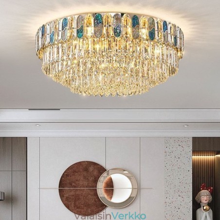 Crystal Flush Mount Pyöreä Crystal Decoration Katto Light Crystal Shell lampunvarjostin Crystal Flush Mount Pyöreä Crystal Decoration Katto Light Crystal Shell lampunvarjostin