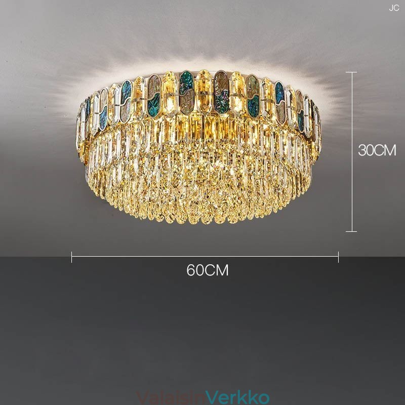 Crystal Flush Mount Pyöreä Crystal Decoration Katto Light Crystal Shell lampunvarjostin